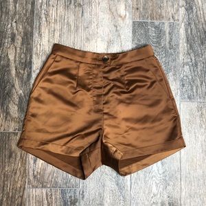 MOCHA BROWN SATIN SHORTS JLUXLABEL